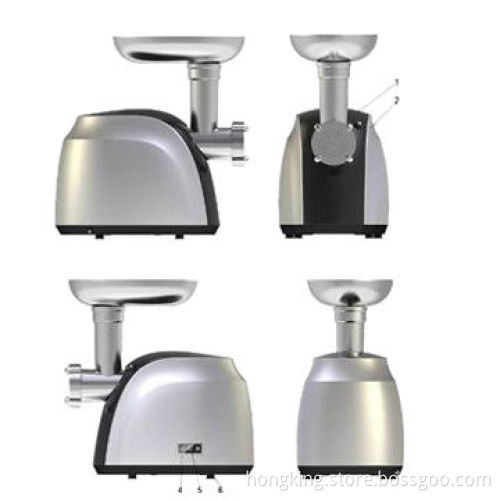 Electric meat grinder with accessories storage, metal cutting plate & hopper, 1200W efficiency power
